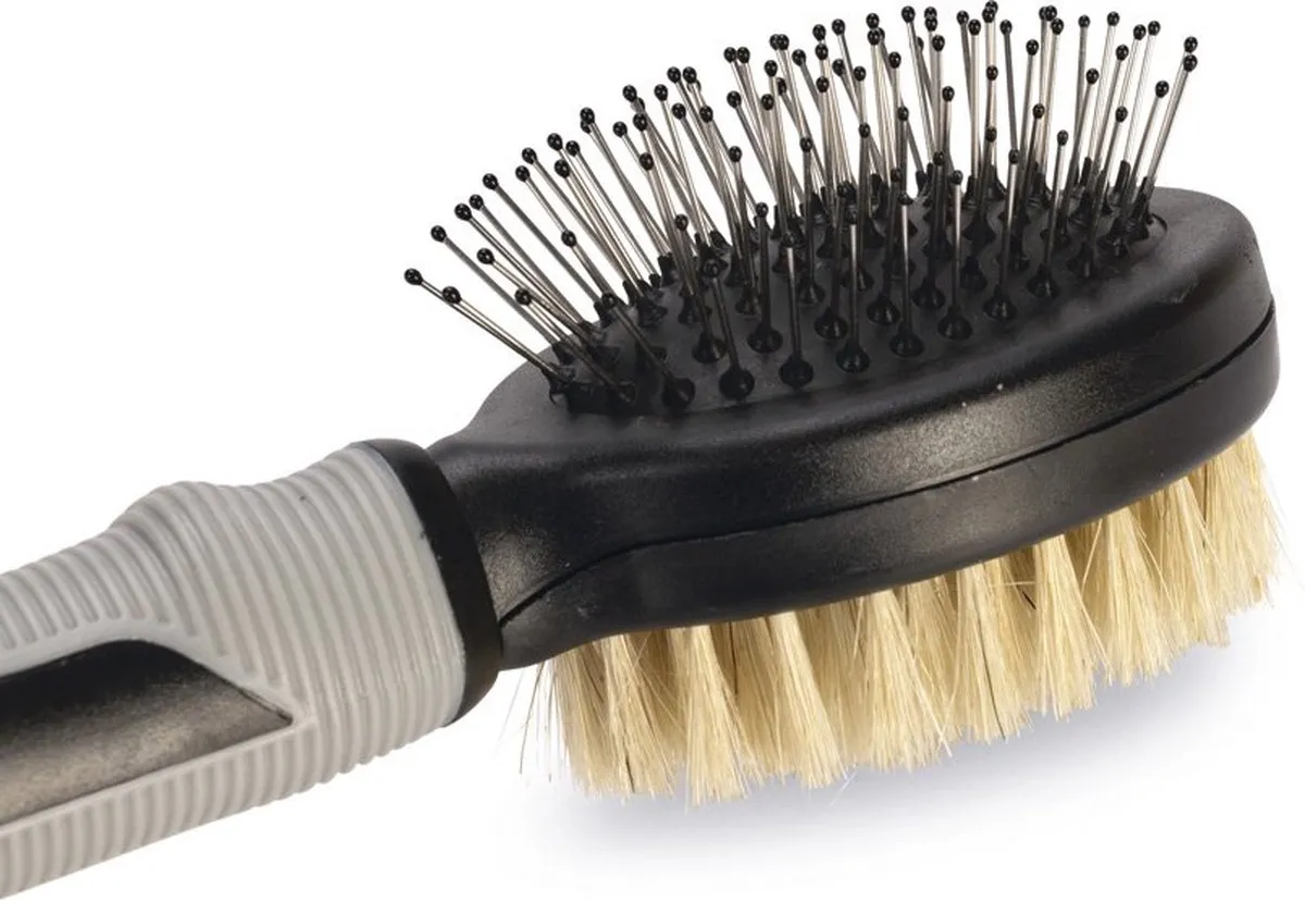 Beeztees Combi Borstel Hondenverzorging Klein 21cm - Zwart/Grijs