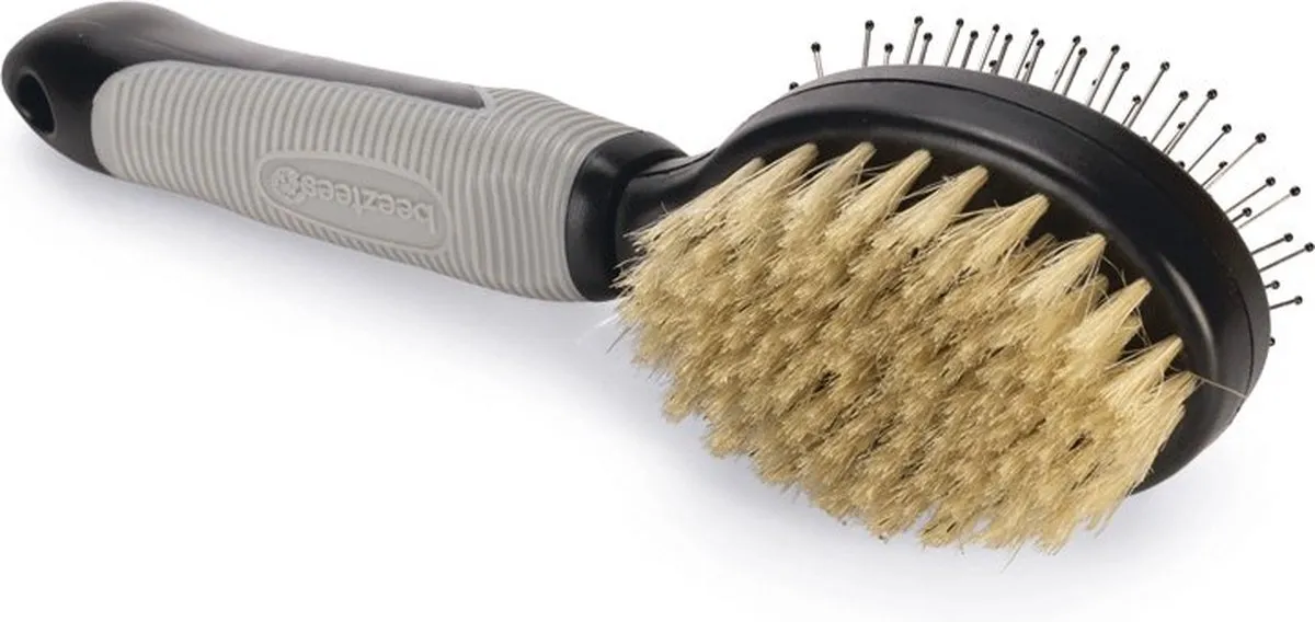 Beeztees Combi Borstel Hondenverzorging Klein 21cm - Zwart/Grijs