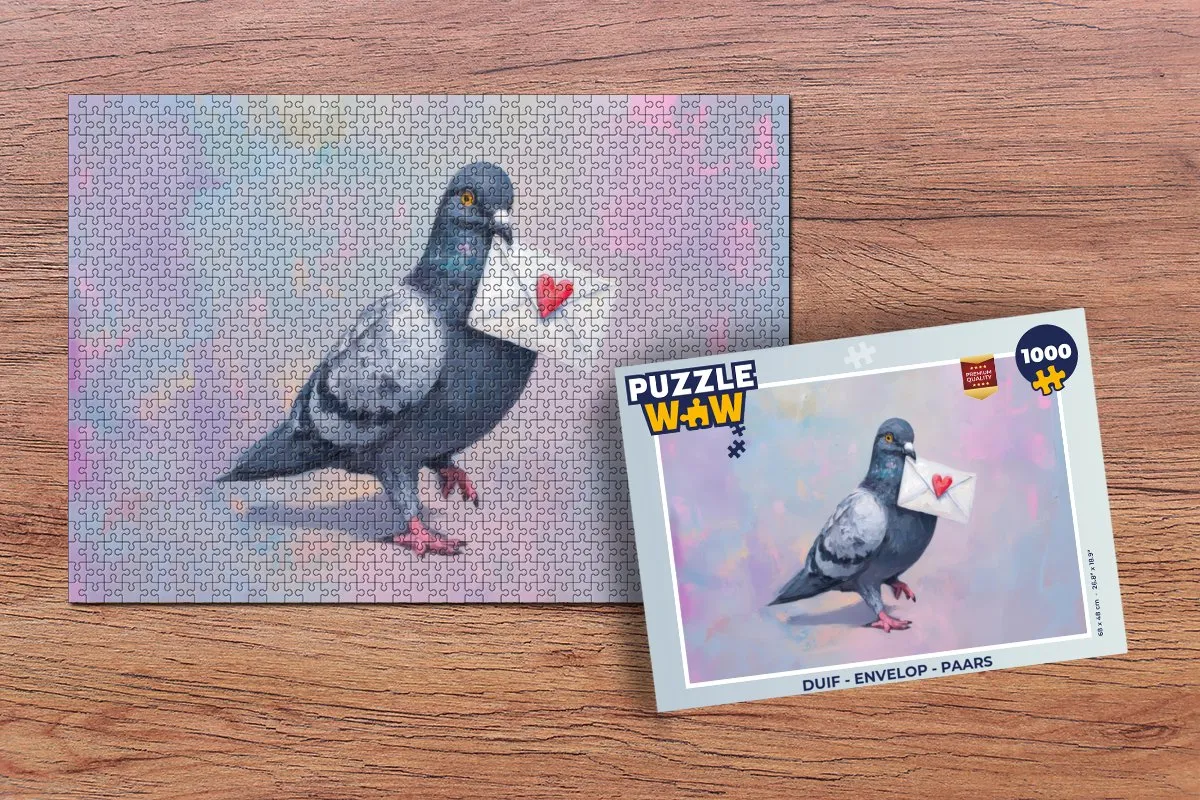 PuzzleWow Duif Hartje Legpuzzel 1000 Stuks - Paars