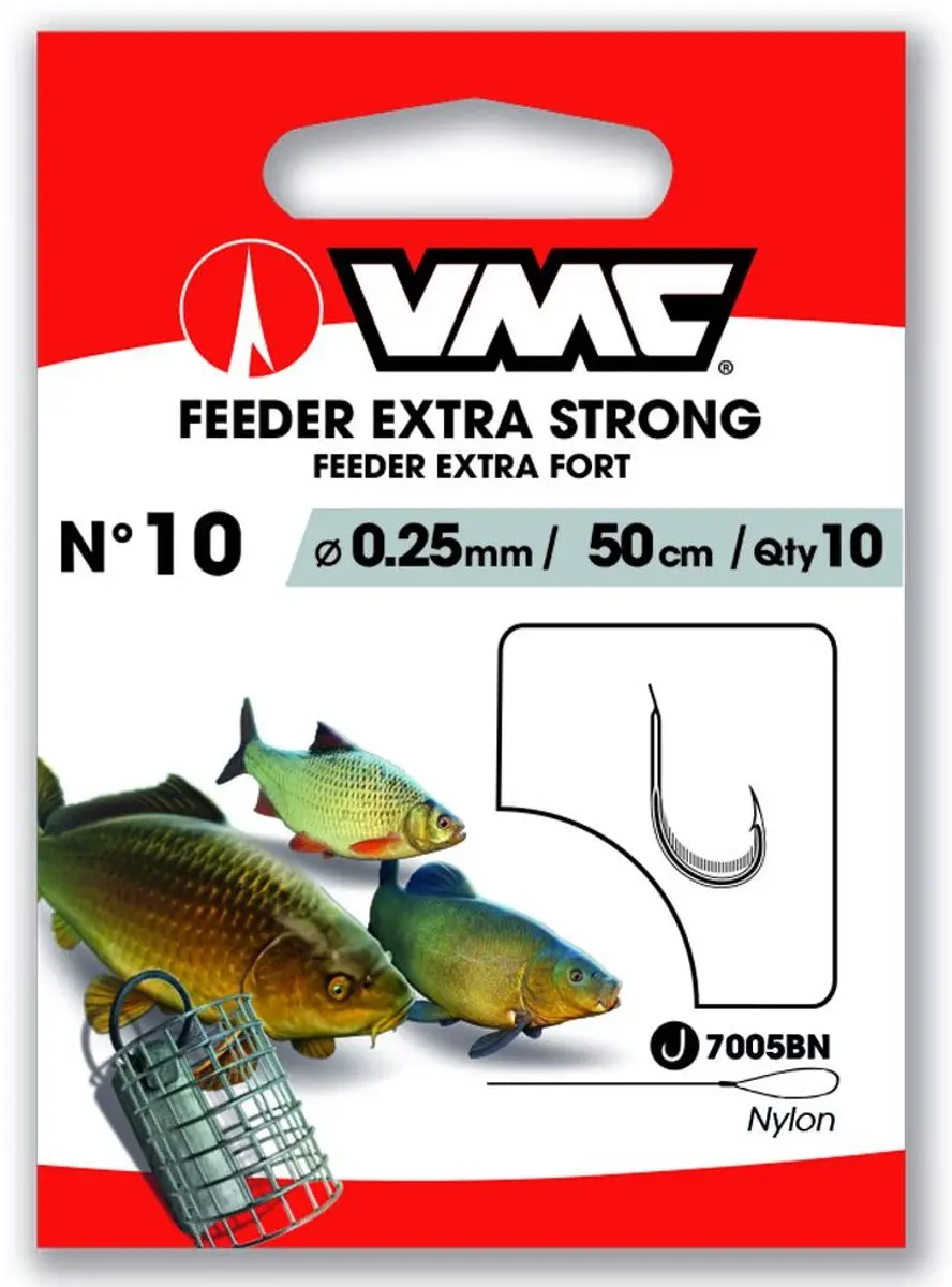 VMC Feeder Extra Stong Gemonteerde Onderlijnen H10 0.25mm 50cm