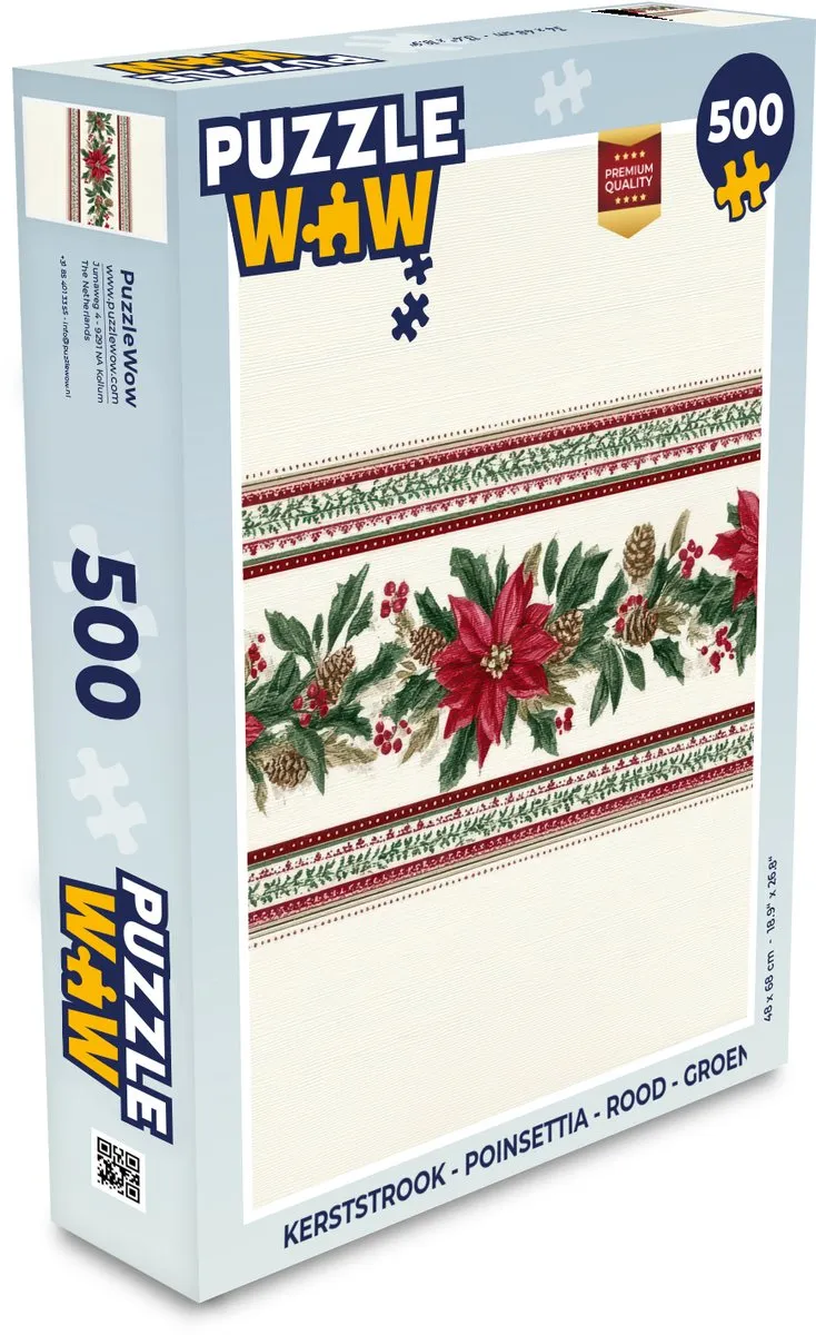 PuzzleWow Kerststrook Poinsettia 500 Stuks