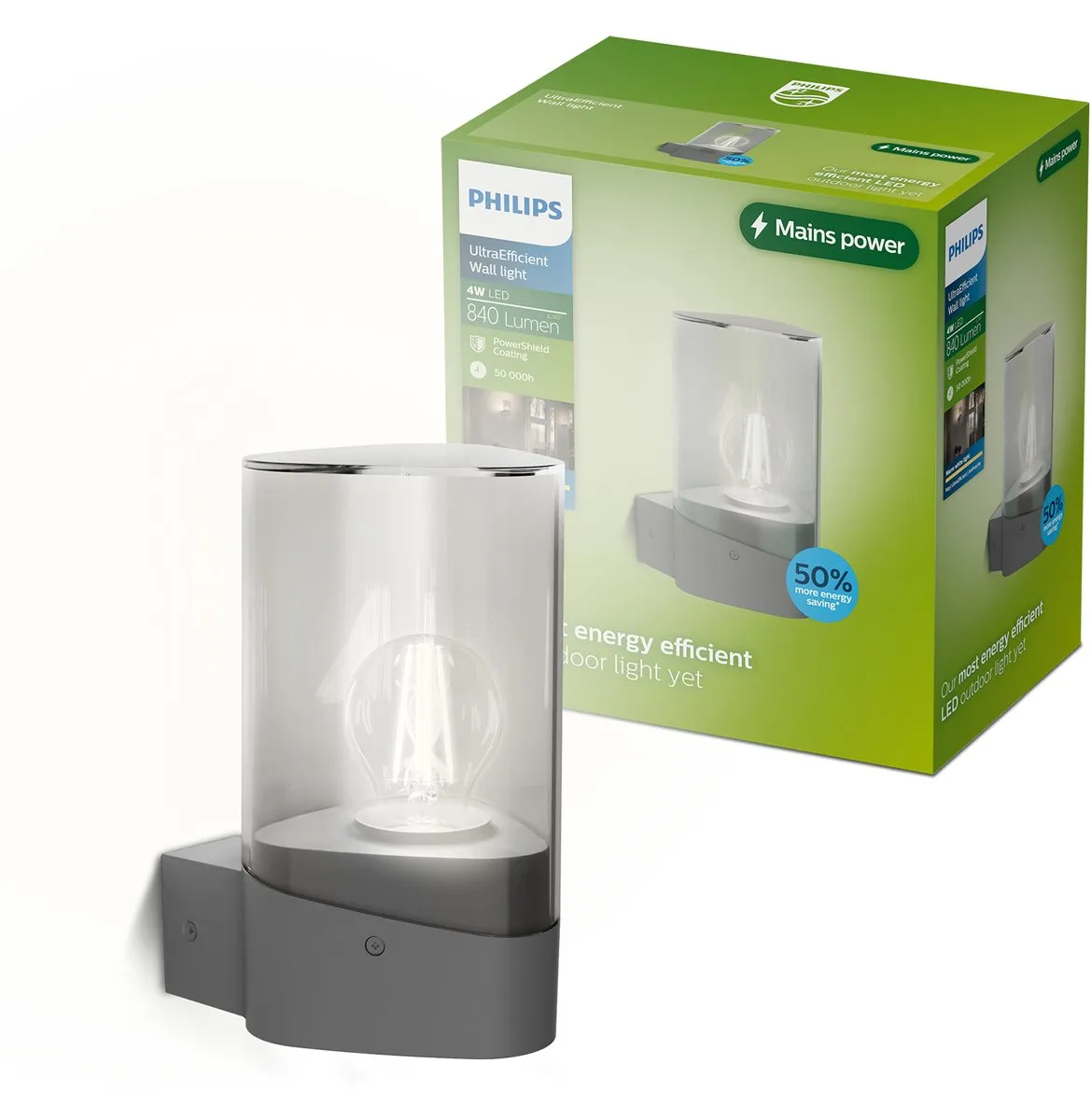 Philips Nayl Wandlamp E27 4W - Antraciet