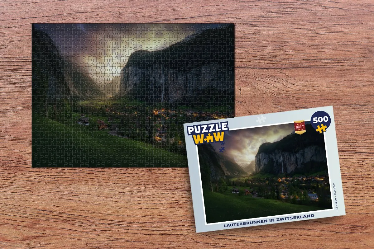 PuzzleWow Lauterbrunnen Zwitserland Legpuzzel 500 Stuks - Multicolor