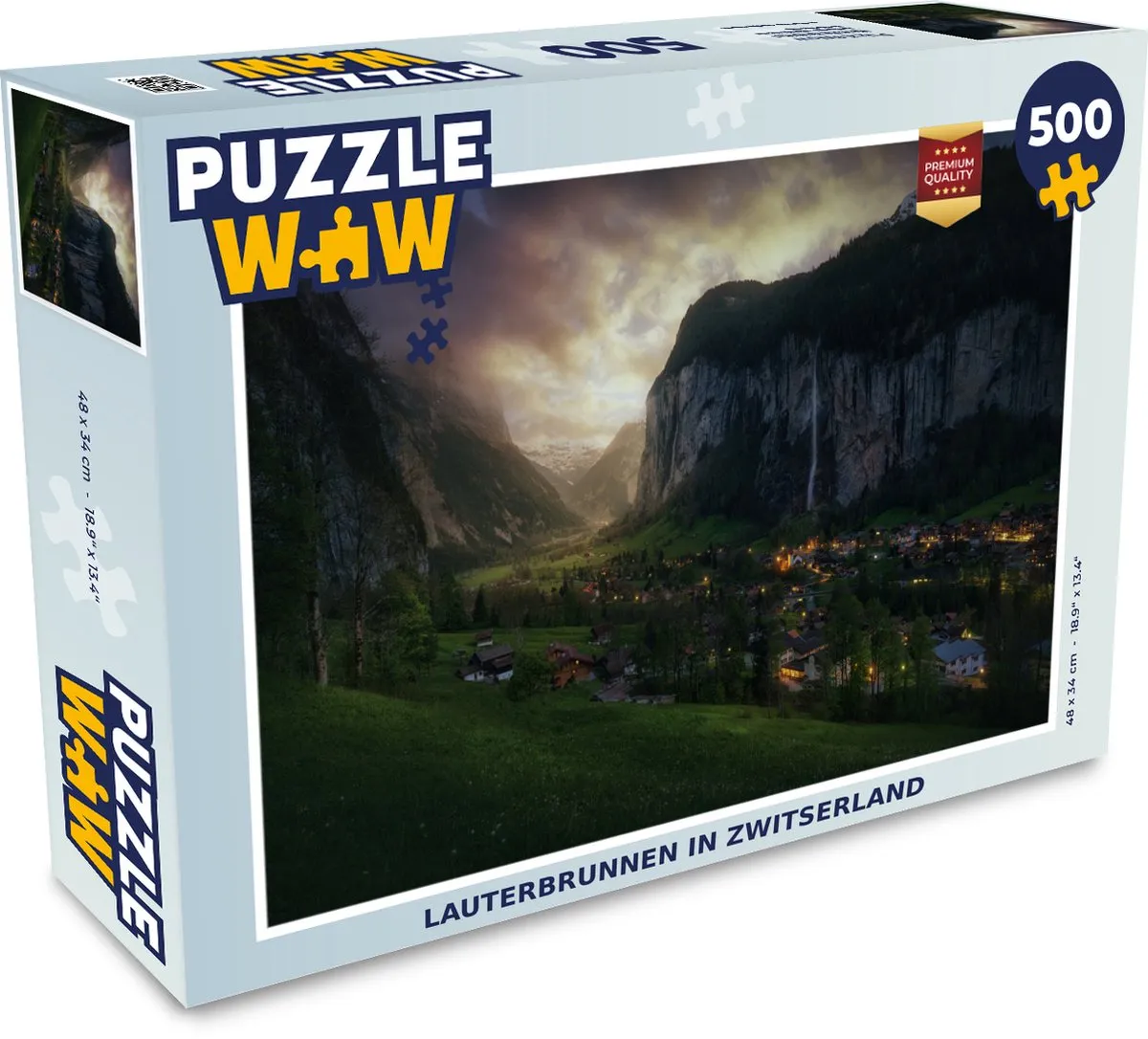 PuzzleWow Lauterbrunnen Zwitserland Legpuzzel 500 Stuks