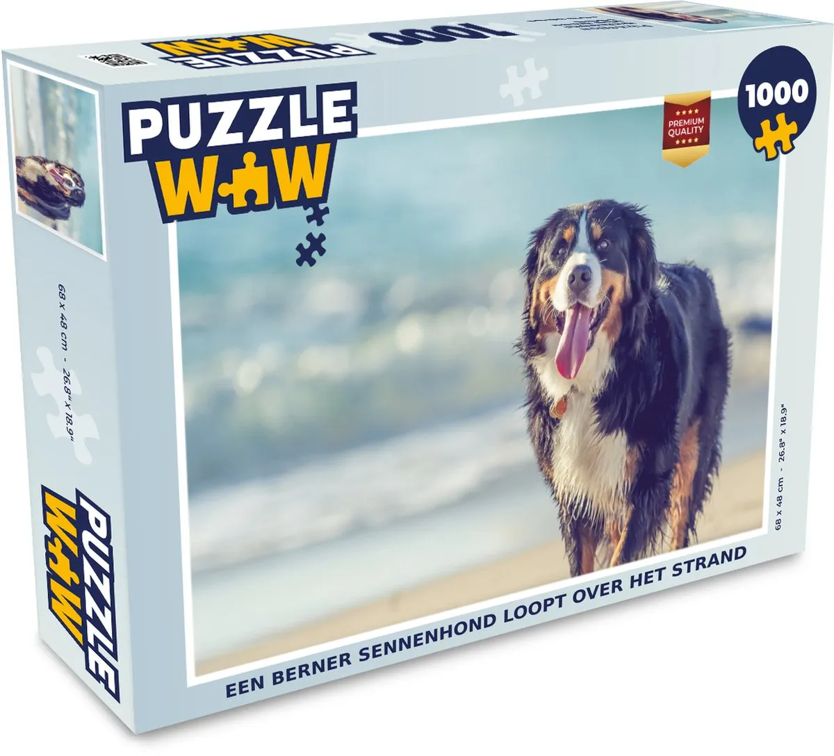 PuzzleWow Berner Sennenhond Strand Legpuzzel 1000 Stuks