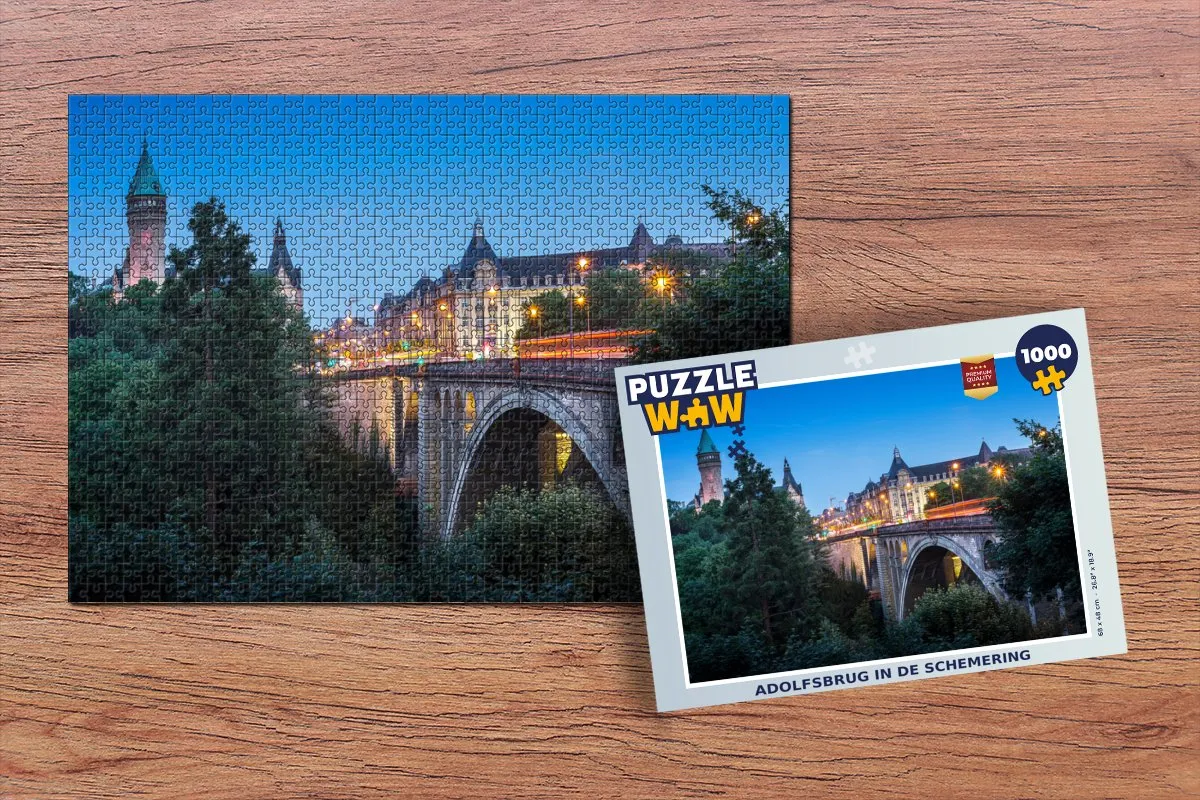 PuzzleWow Adolfsbrug in de schemering Legpuzzel 1000 Stuks - Multicolor