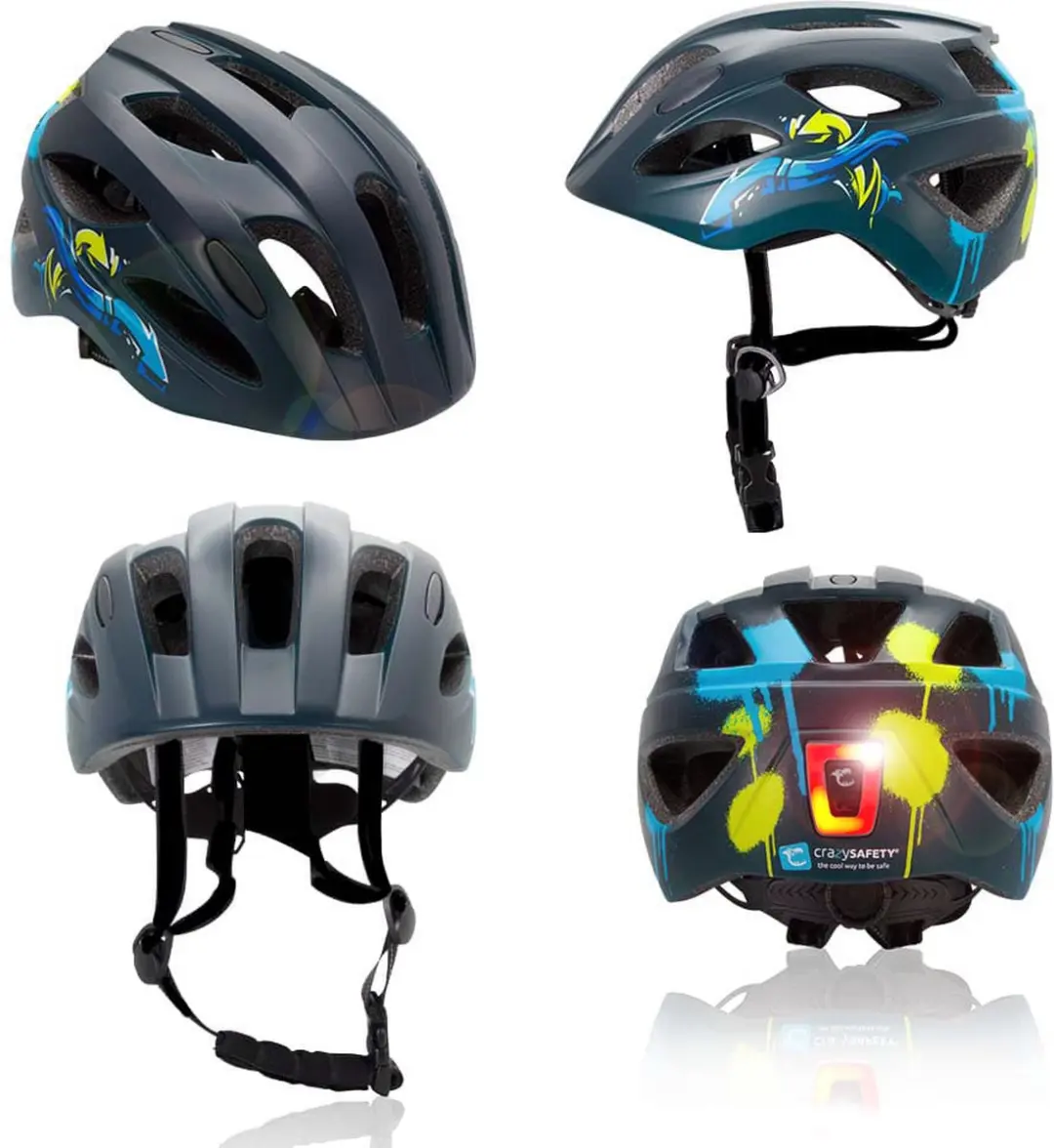 Crazy Safety Cool Arrow Kinderfietshelm M - Zwart/Blauw - afbeelding 4 van 6