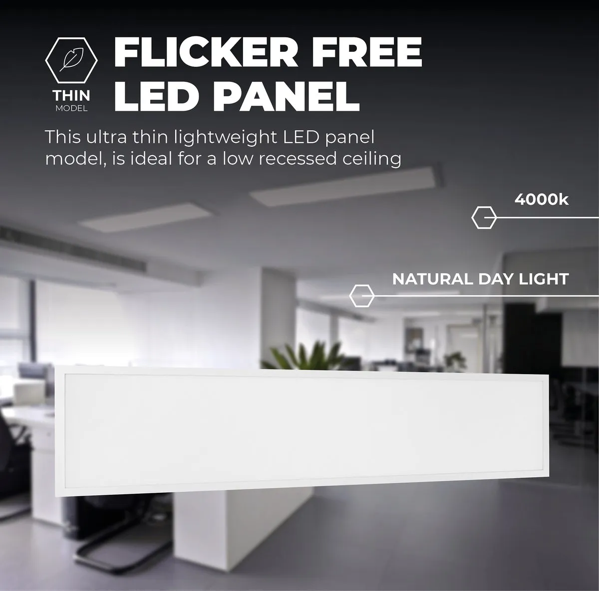 LEDVION LED Panel 120x30 36W 4000K - Wit