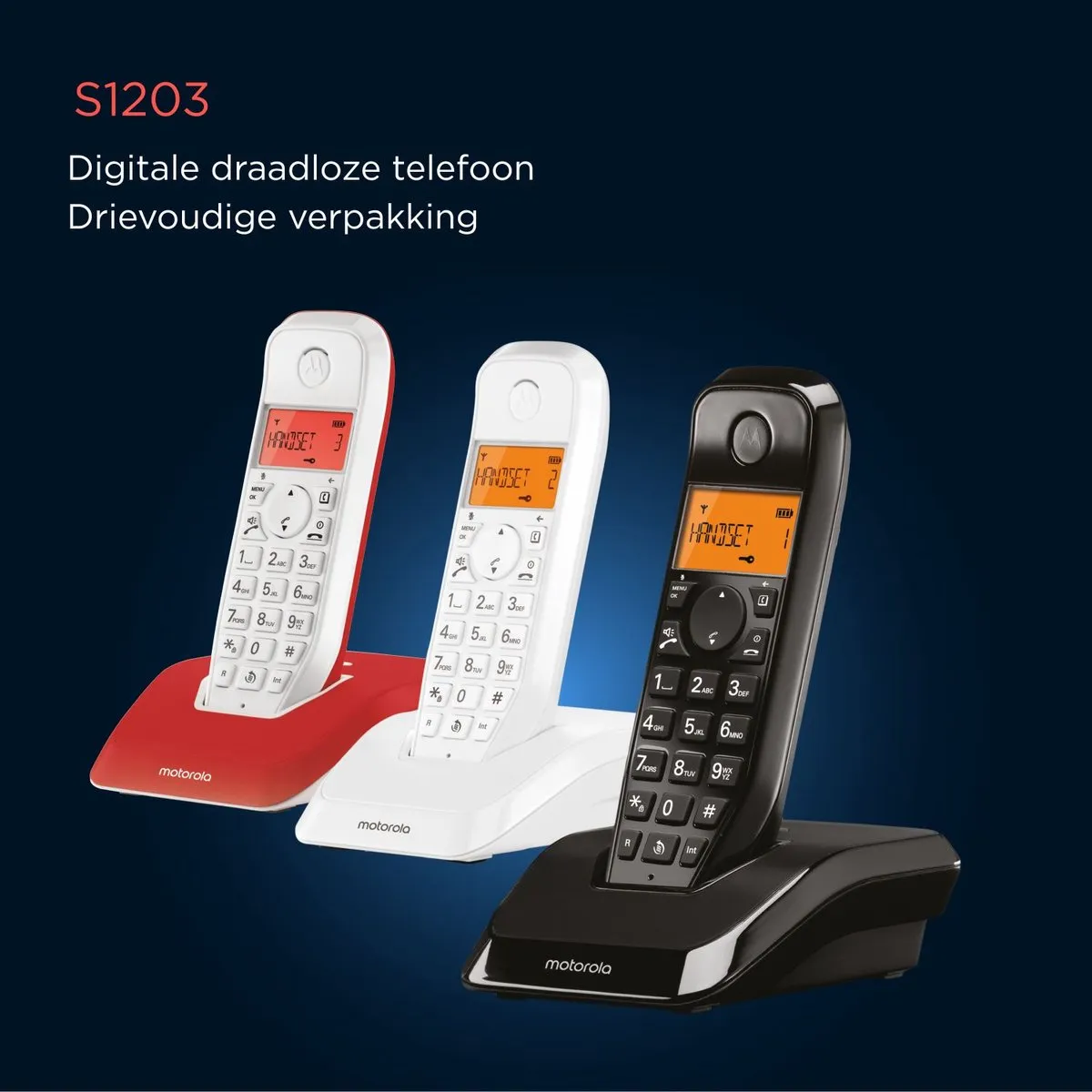 Motorola S1203 DECT Telefoon - 3 Handsets - Wit