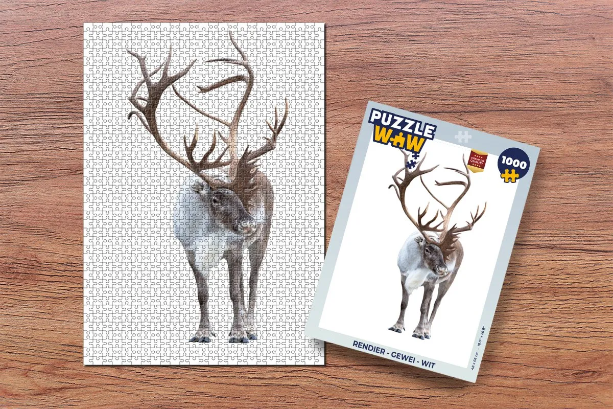 PuzzleWow Rendier Gewei Legpuzzel 1000 Stuks - Wit