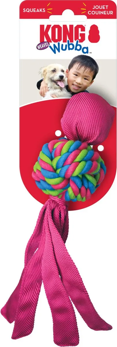 KONG Wubba Weaves Hondenspeelgoed L - 41cm - Blauw