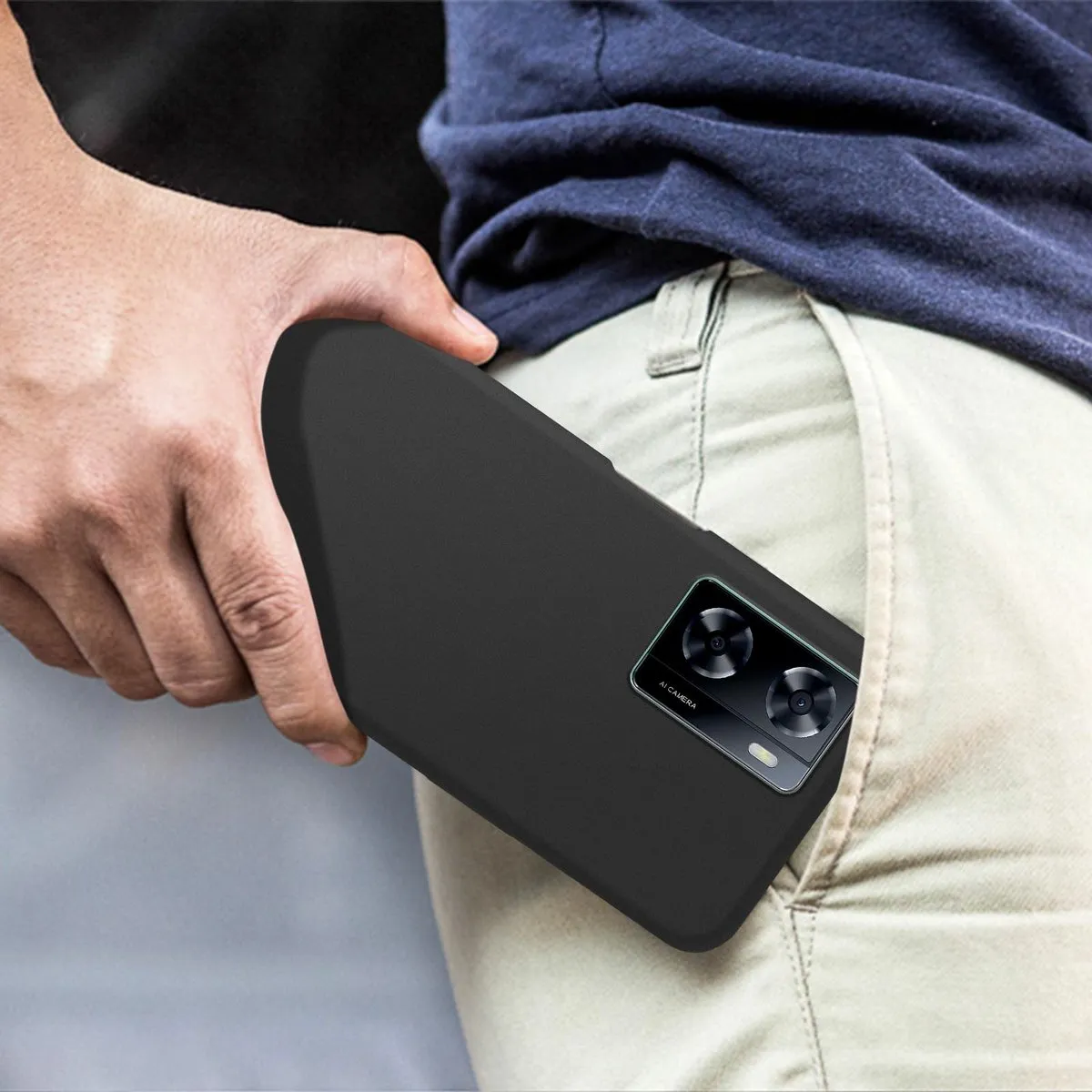 OPPO A57/A57s Silicone Hoesje - Zwart - OPA57CSILINOIR