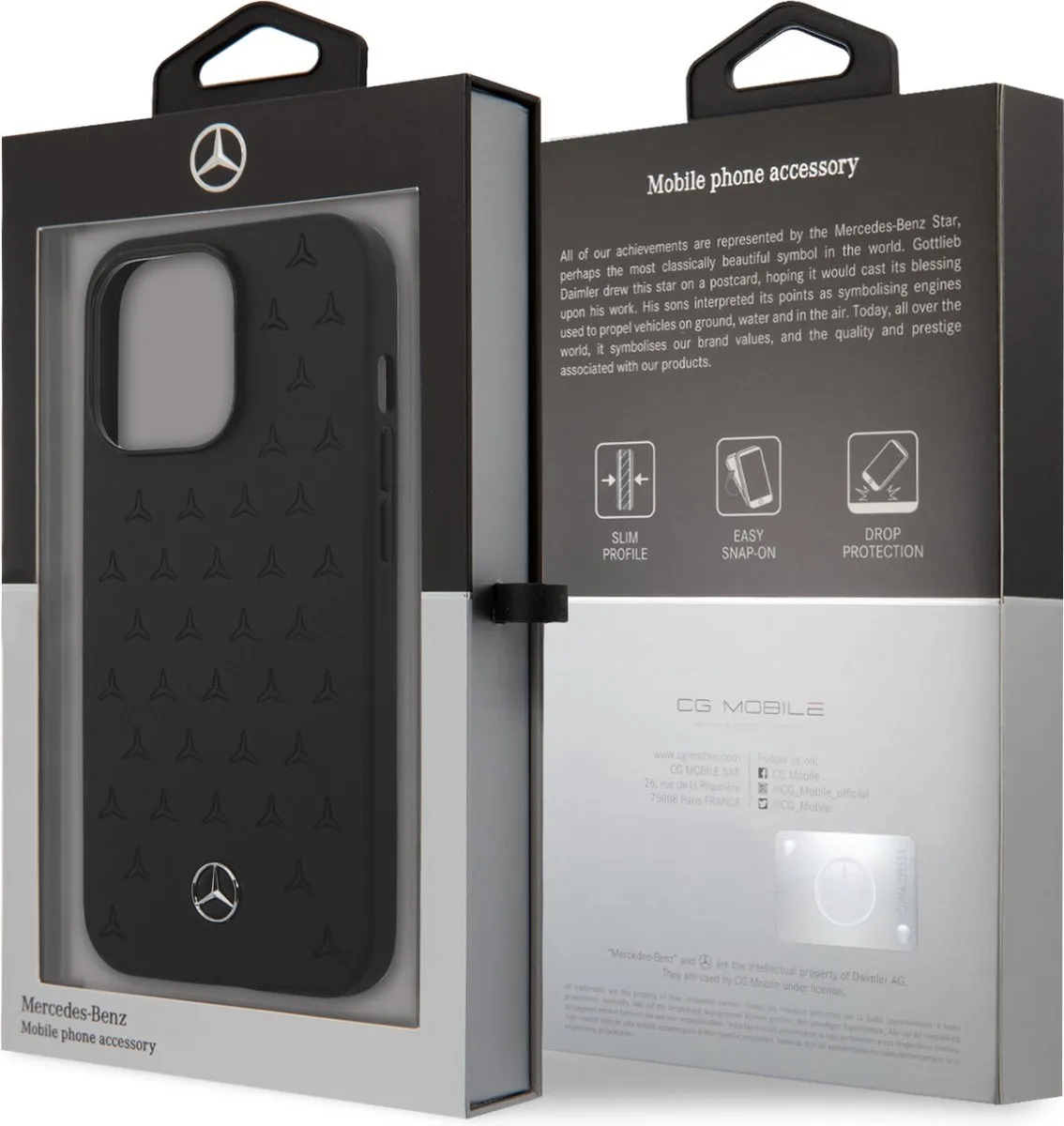 Mercedes-Benz iPhone 13 Pro Hardcover - Zwart Stars Pattern - afbeelding 6 van 6