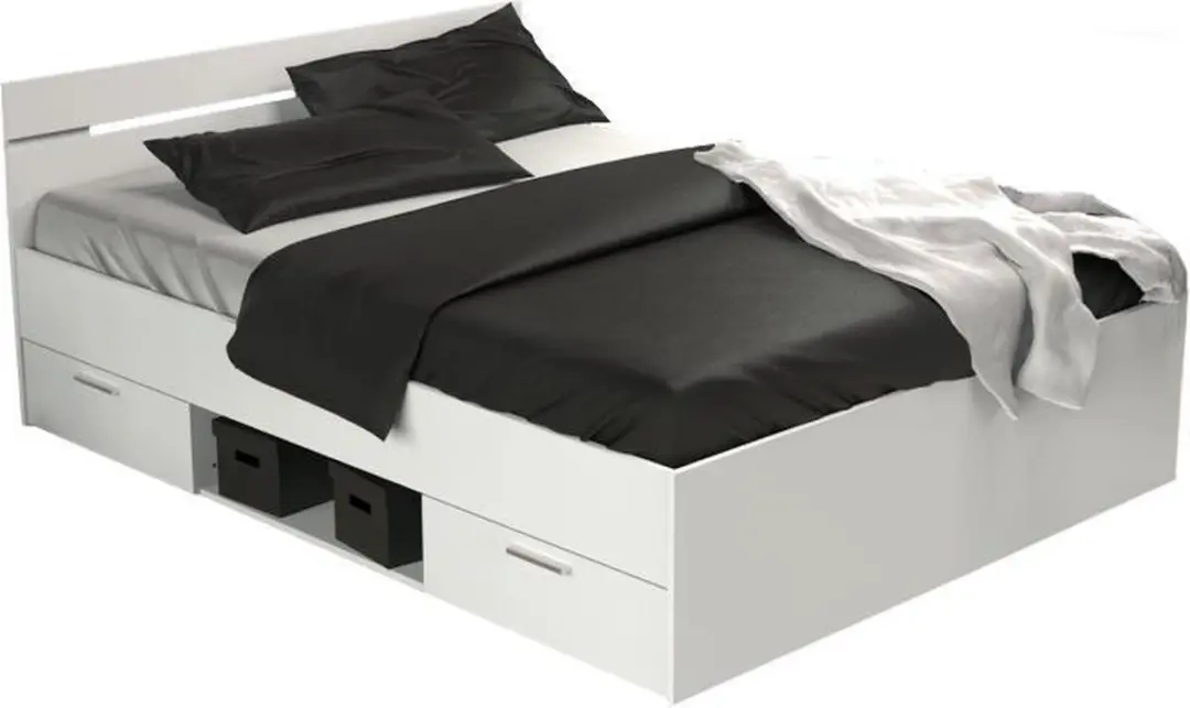 Twijfelaar bed Michigan wit (140 x 200) inclusief lattenbodem