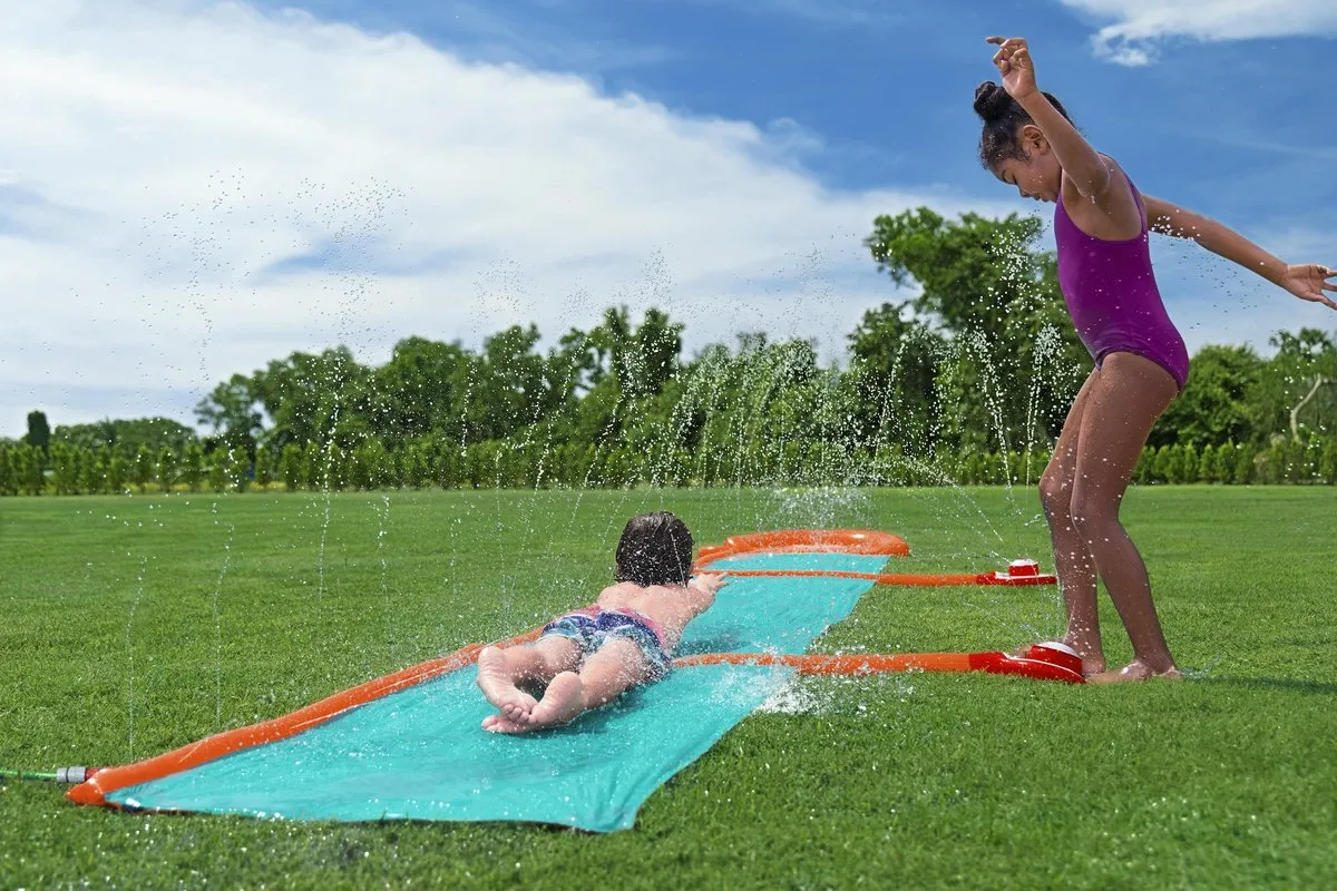 Bestway H2OGO! StompBlast Enkele Waterglijbaan 4,88m - Blauw/Oranje - afbeelding 4 van 6