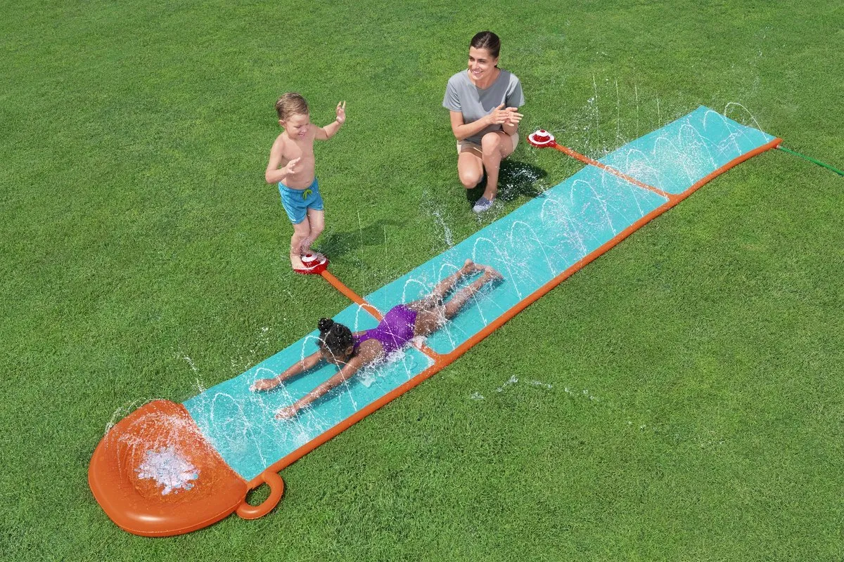 Bestway H2OGO! StompBlast Enkele Waterglijbaan 4,88m - Blauw/Oranje - afbeelding 6 van 6