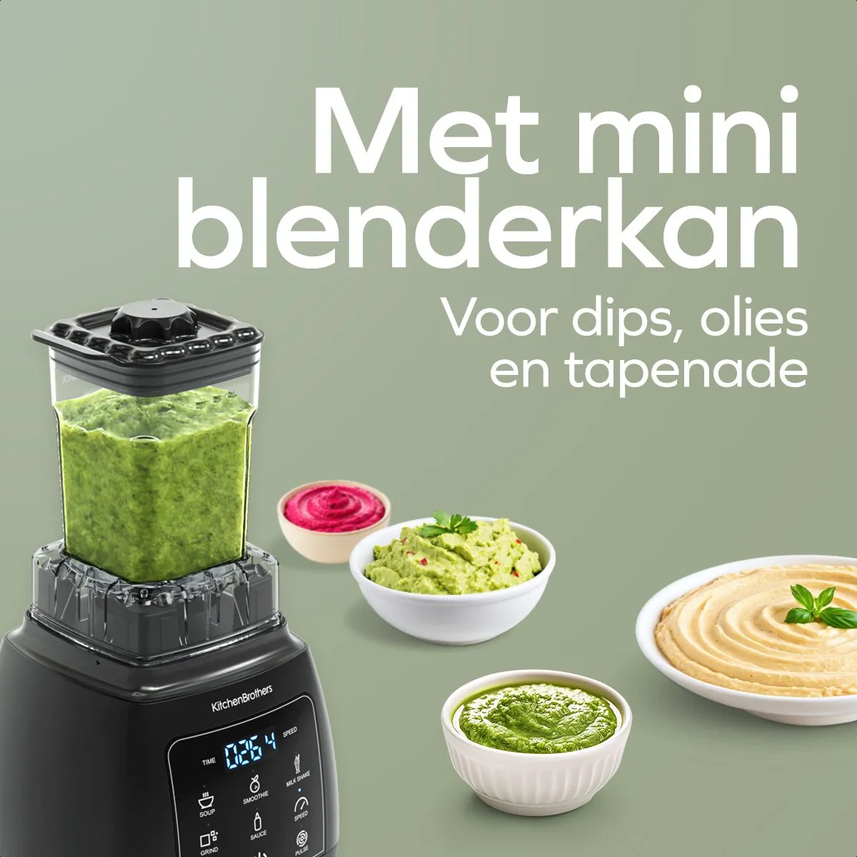 KitchenBrothers 2-in-1 Power Blender 1600W - Zwart - afbeelding 6 van 6