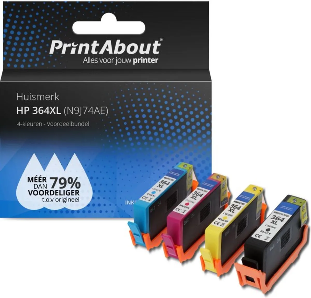 PrintAbout N9J74AE-PA2 Inktcartridge 4-Kleuren - 6.650 pagina's