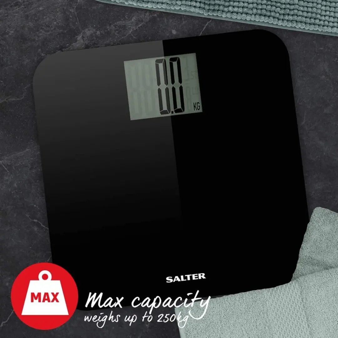 Salter Max Digitale Badkamerweegschaal 250 kg - Zwart - afbeelding 2 van 6
