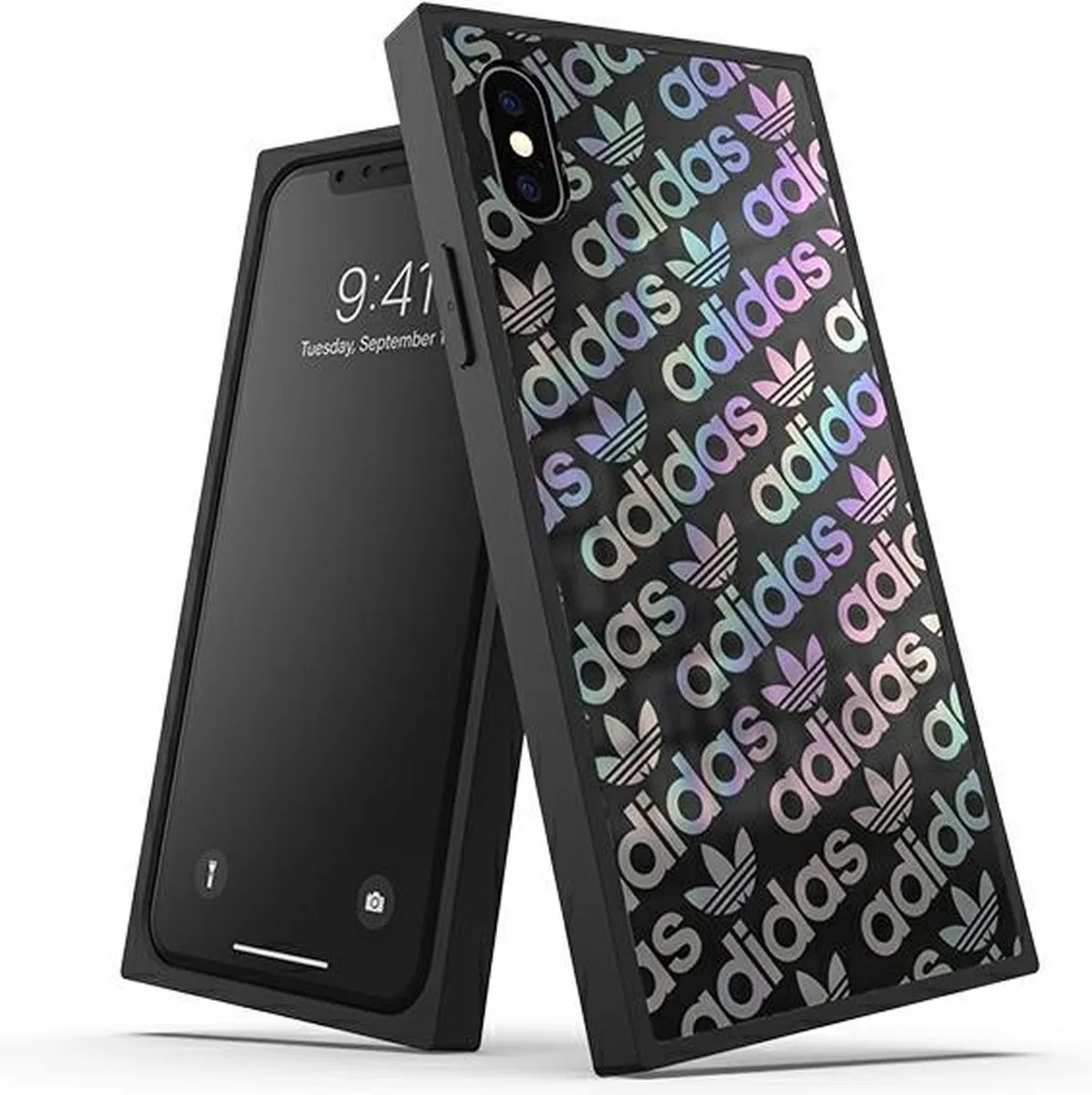 Adidas Holografisch Hoesje iPhone X/XS - Zwart/Zilver