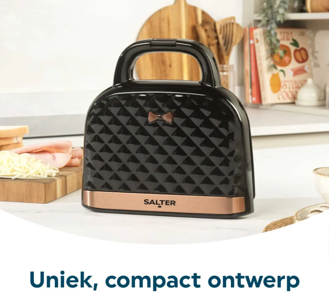 Salter Handtas Stijl Sandwich Toaster EK3677FVDE - Zwart - afbeelding 2 van 6