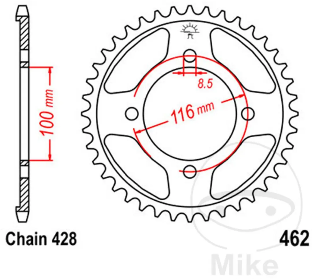 Couronne 51Z PAS 428 Diam�tre Int�rieur 100 Entraxe Fixation 116