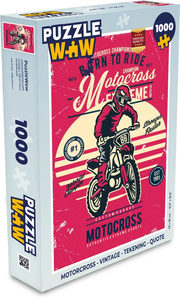 PuzzleWow Motorcross Vintage Legpuzzel 1000 Stuks