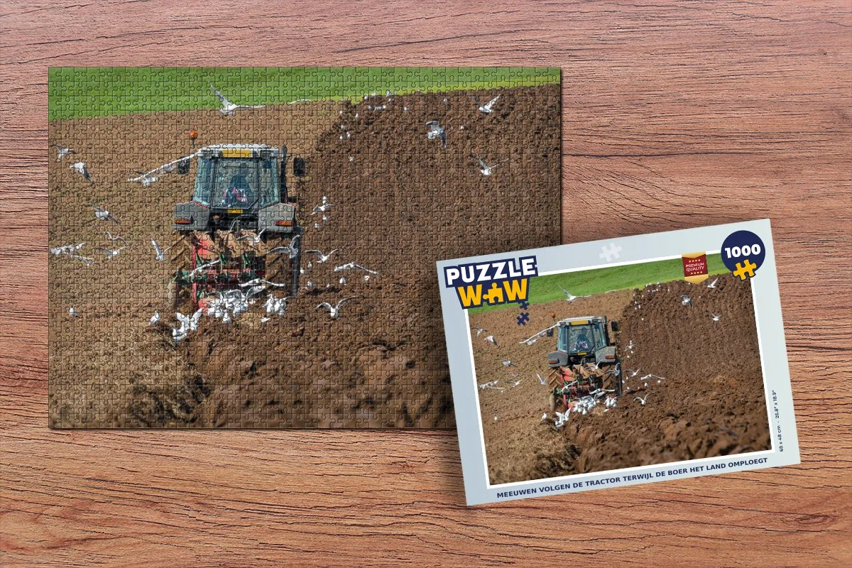 PuzzleWow Legpuzzel Meeuwen op de tractor 1000 Stuks