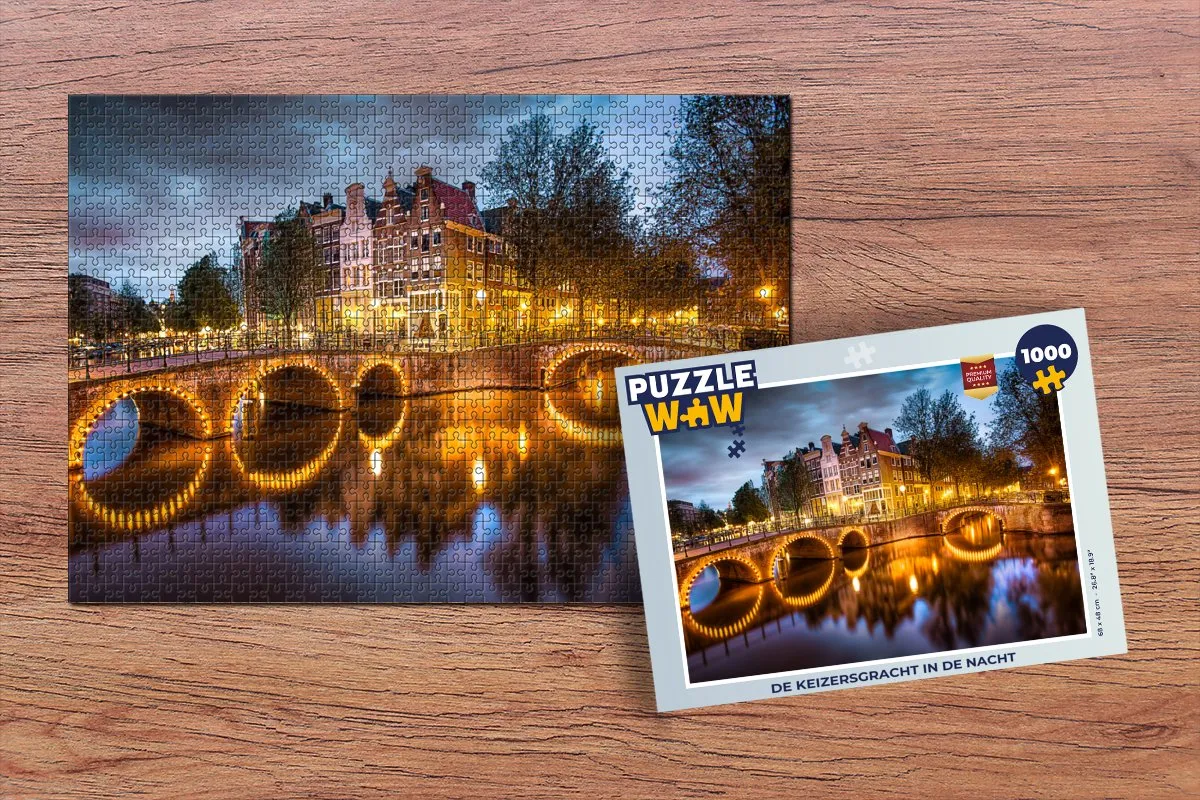 PuzzleWow De Keizersgracht in de nacht Legpuzzel 1000 Stuks - Multicolor