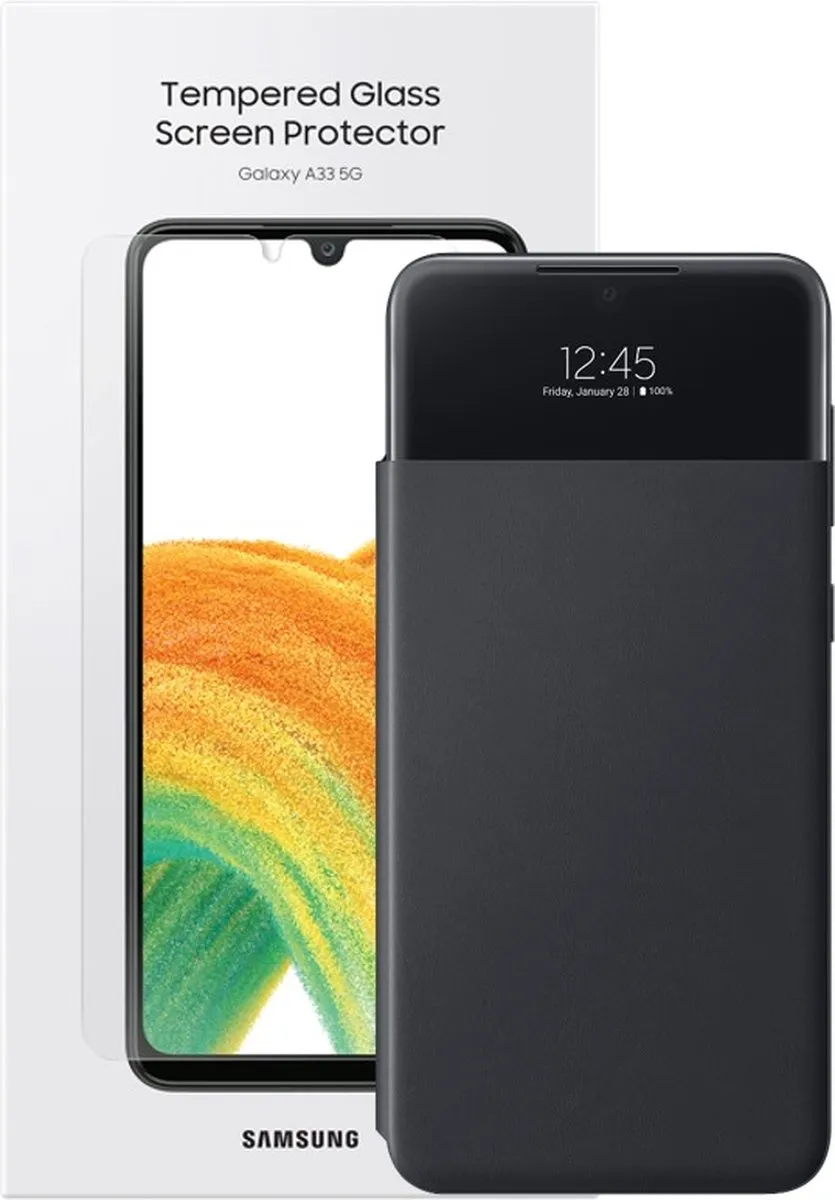 Samsung Galaxy A33 Bundel - Clear View Hoesje & Screenprotector - Zwart