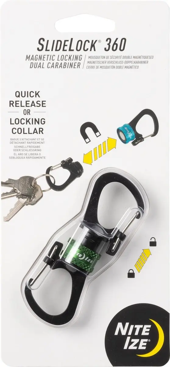 Nite Ize SlideLock 360° Magnetisch Locking Karabijnhaak - Olive - afbeelding 4 van 6