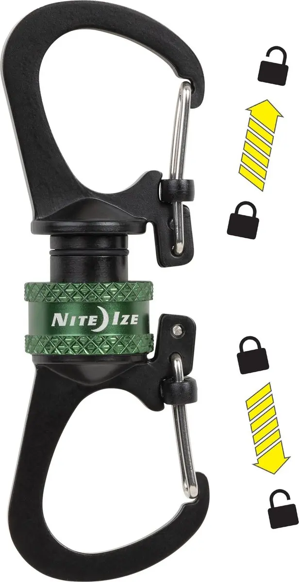 Nite Ize SlideLock 360° Magnetisch Locking Karabijnhaak - Olive - afbeelding 2 van 6
