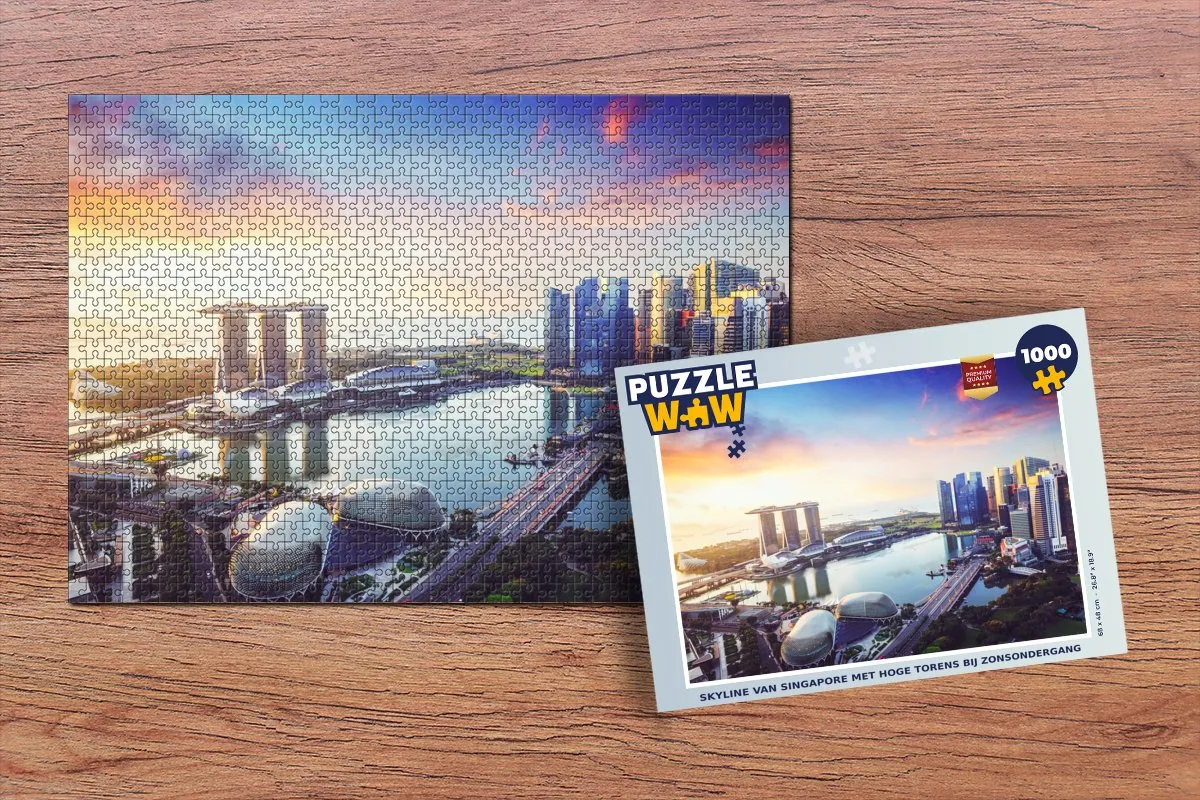 PuzzleWow Skyline Singapore Legpuzzel 1000 Stuks - Multicolor