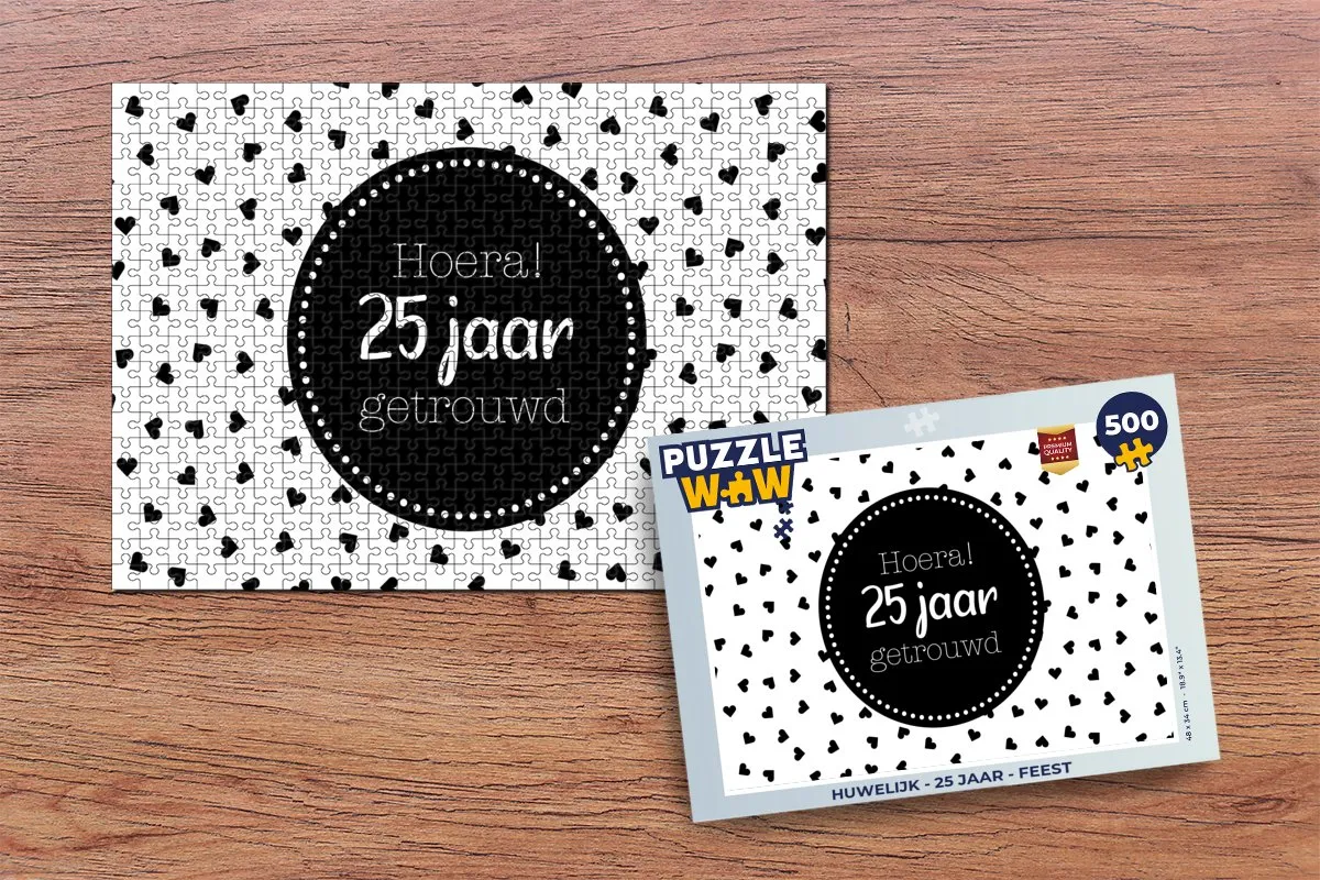 PuzzleWow Huwelijk - Hoera! 25 Jaar Legpuzzel 500 Stuks - Multicolor