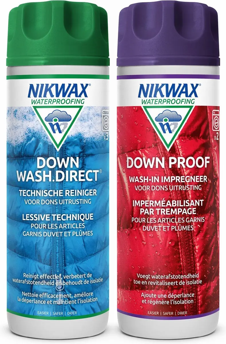 Nikwax Twin Down Wash Direct Wasmiddel 300ml & Down Proof Impregneermiddel 300ml