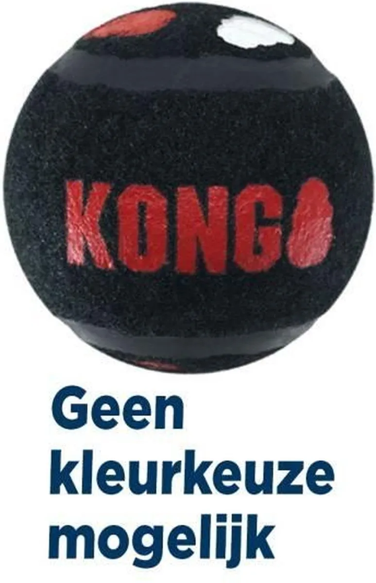 KONG Signature Speelballen M - 3 Stuks - Wit/Rood - afbeelding 6 van 6