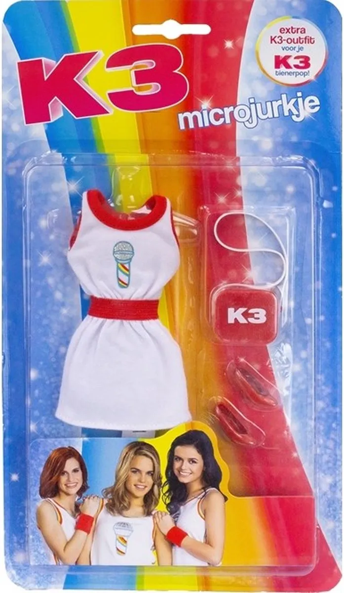 K3 Modepop Microjurkje MEK3N0000590 - Wit met rood