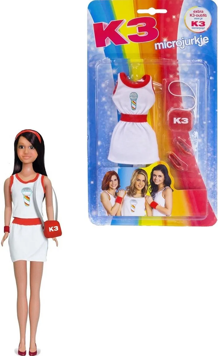K3 Modepop Microjurkje MEK3N0000590 - Wit met rood