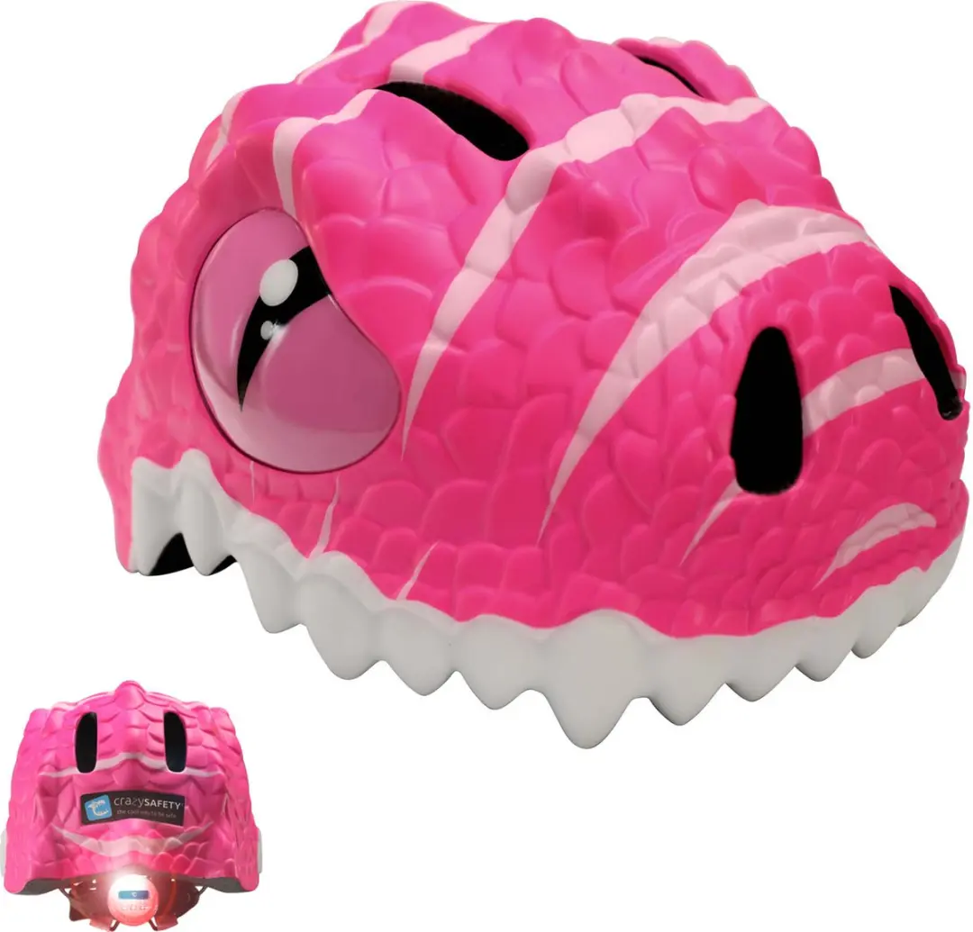Crazy Safety Dino Kinderfietshelm Roze