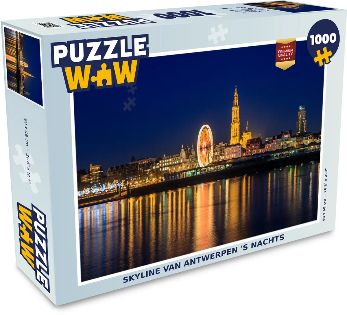 PuzzleWow Skyline Antwerpen Nacht Legpuzzel 1000 Stuks