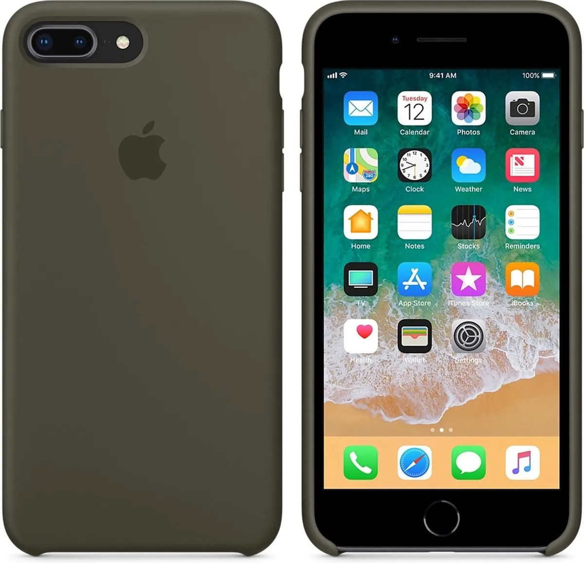 Apple Siliconen Hoesje iPhone 8/7 Plus - Dark Olive Green - i8P496515014