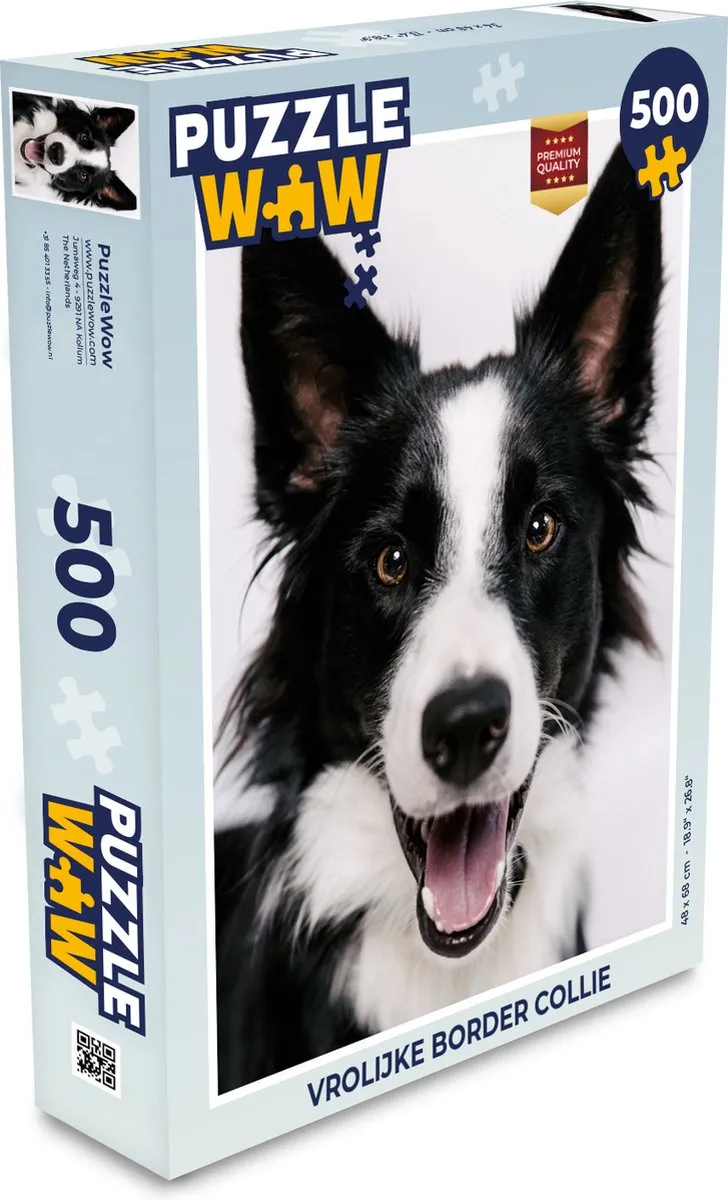 PuzzleWow Vrolijke Border Collie Legpuzzel 500 Stuks
