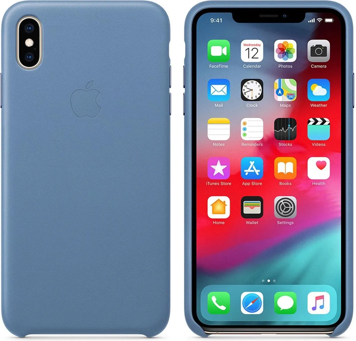 Apple iPhone Xs Max Leren Hoesje MVFX2ZM/A - Lichtblauw