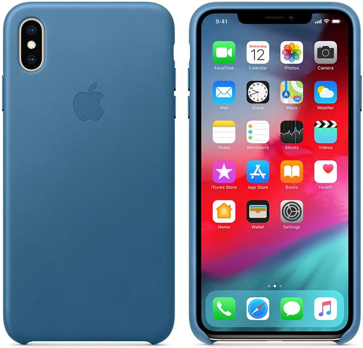 Apple iPhone Xs Max Leren Hoesje MVFX2ZM/A - Lichtblauw