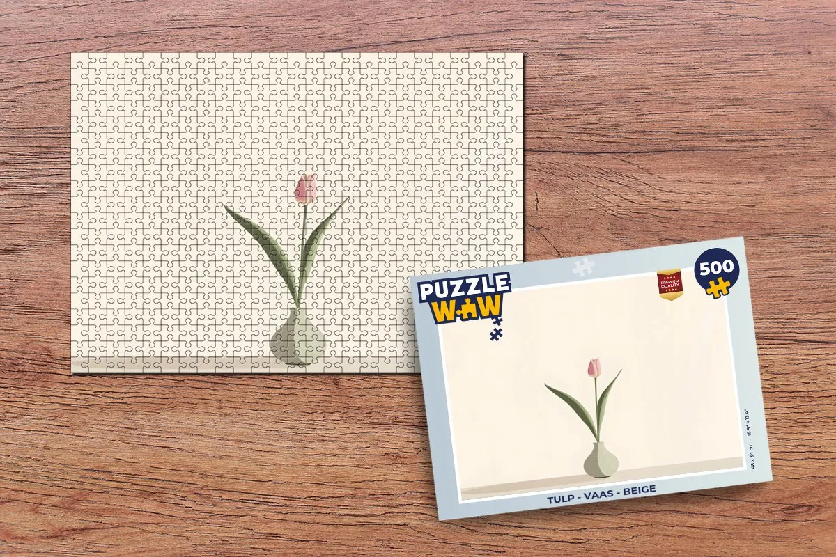 PuzzleWow Tulp Vaas Legpuzzel 500 Stuks - Beige