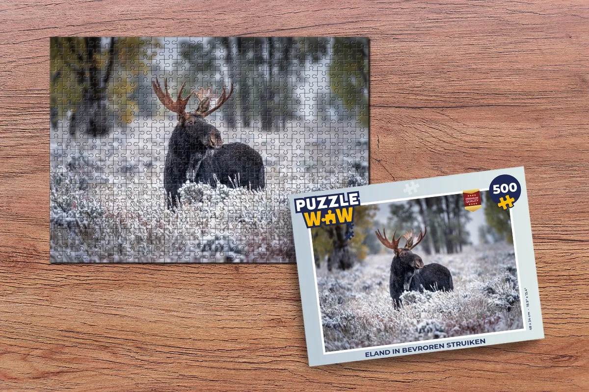 PuzzleWow Legpuzzel Eland in Bevroren Struiken 500 Stuks - Multicolor