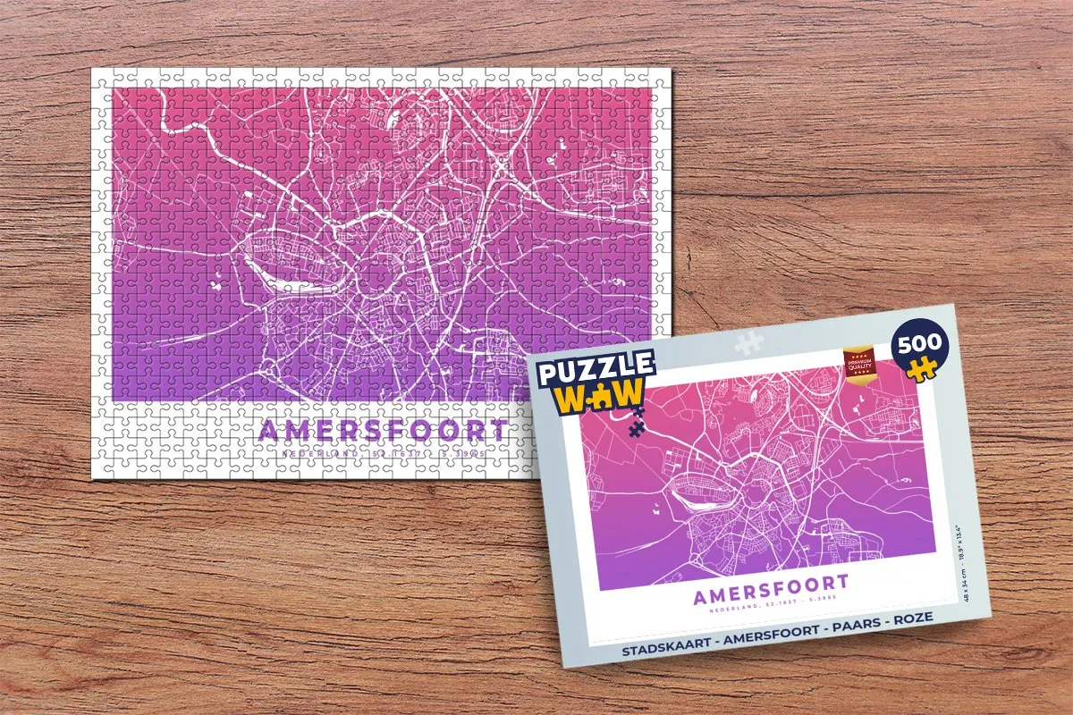 PuzzleWow Stadskaart Amersfoort Legpuzzel 500 Stuks - Multicolor