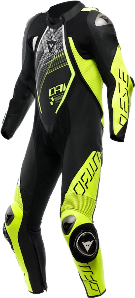Dainese Audax D-Zip Perforated Zwart Fluo Geel Wit 1-Delig Motorpak