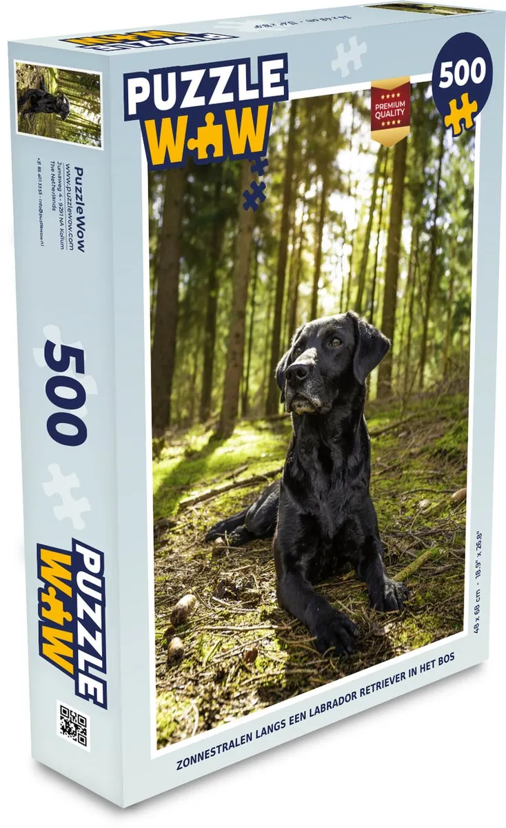 PuzzleWow Legpuzzel Zonnestralen Labrador 500 Stuks