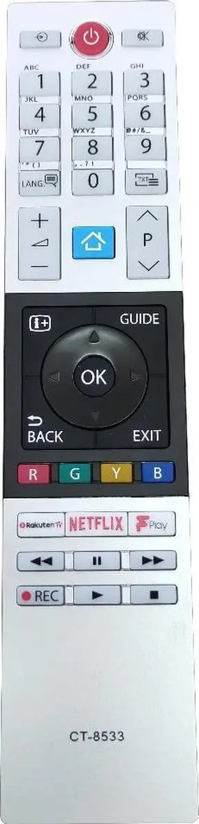 Afstandsbediening geschikt voor Toshiba LED HDTV TV CT-8533